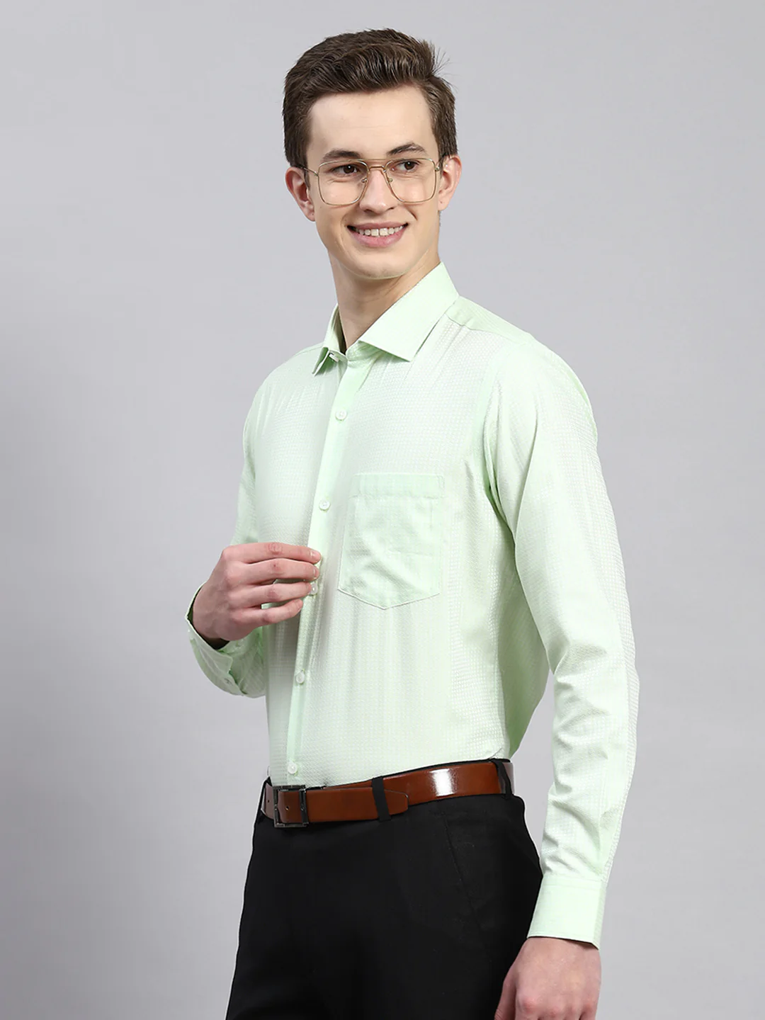 Men Sea Green Printed Shirt - Image 4