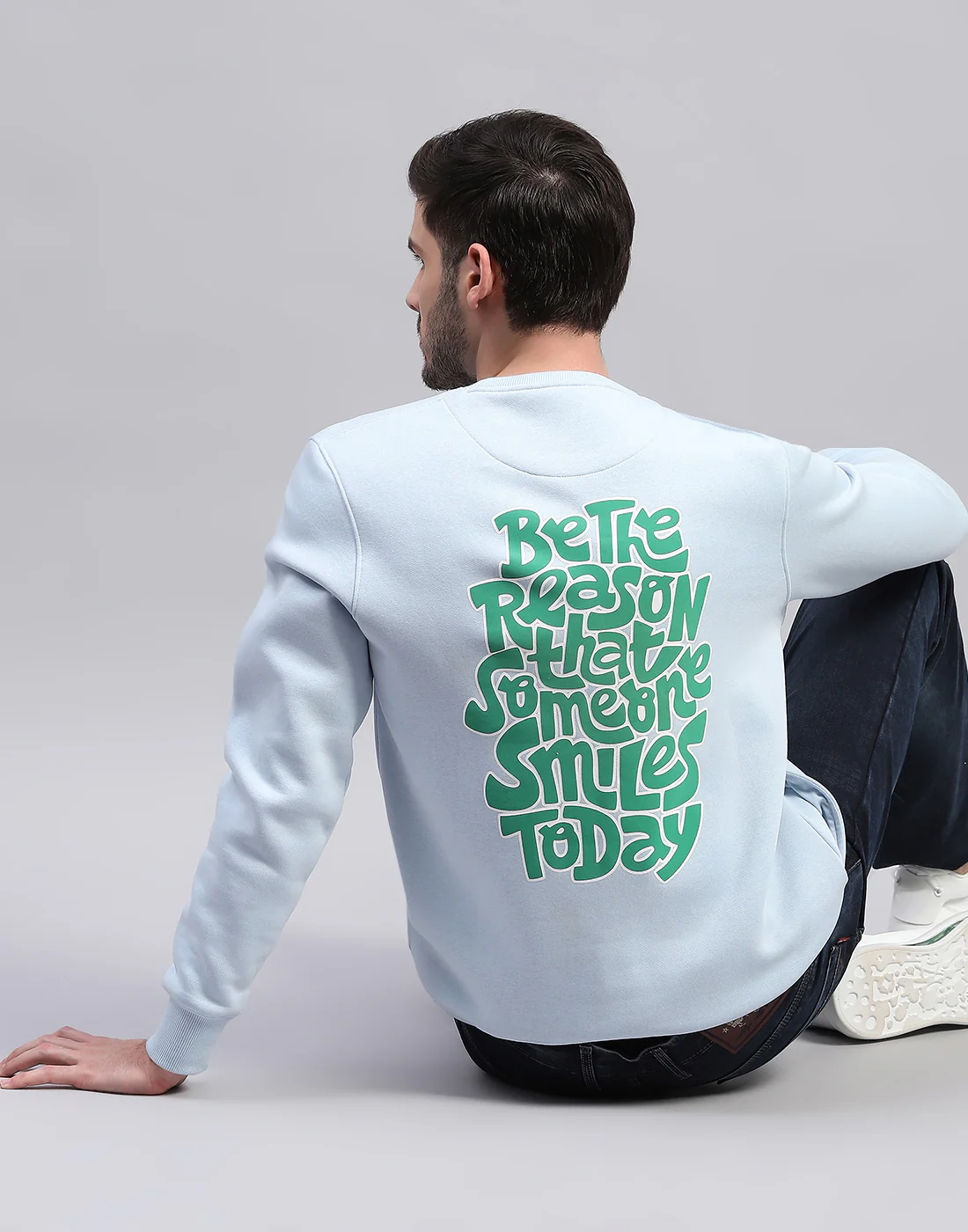 Rock.it Men Sky Blue Printed Round Neck Full Sleeve Sweatshirt - Image 7