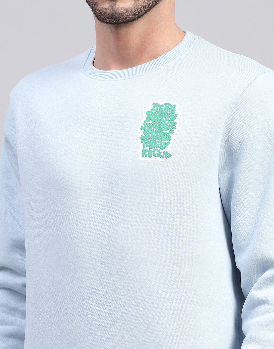 Rock.it Men Sky Blue Printed Round Neck Full Sleeve Sweatshirt - Image 8