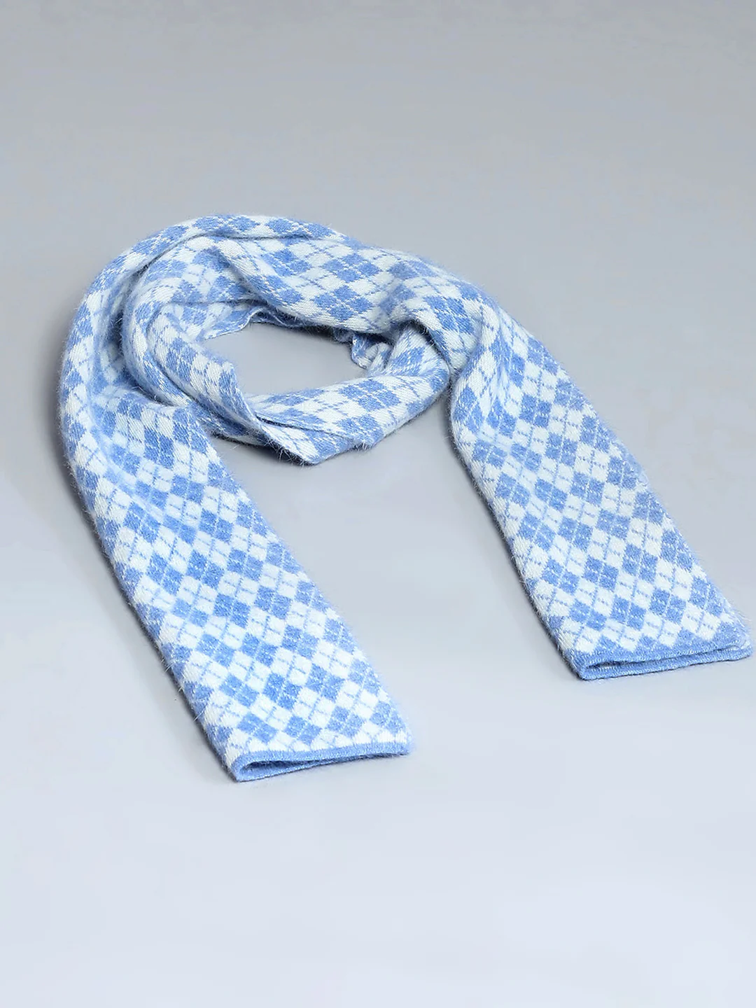 Men Sky Blue Self Design Muffler - Image 6