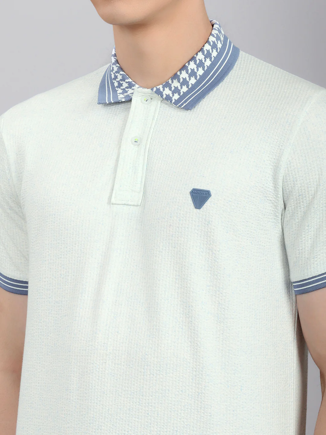 Men Sky Blue Solid Collar Half Sleeve Lower Set - Image 4