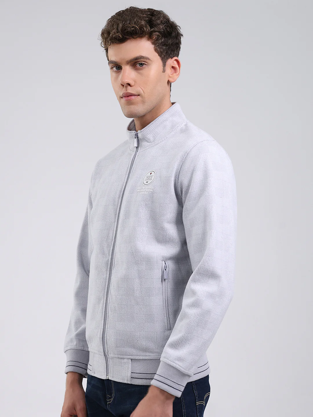 Men Sky Blue Ultra Warm Collar Sweatshirt - Anti-Pilling Fabric - Image 3