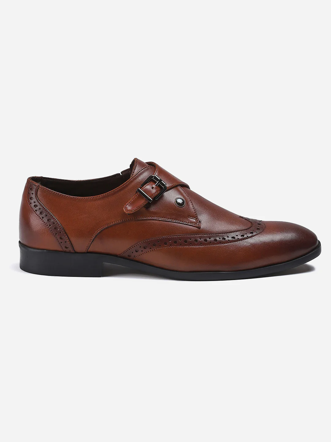 Men Tan Buckle Genuine Leather Formal Monks - Image 4
