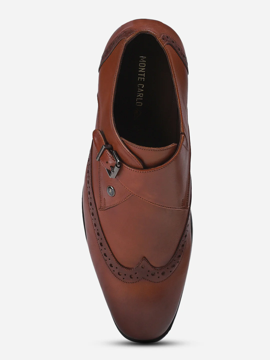 Men Tan Buckle Genuine Leather Formal Monks - Image 5