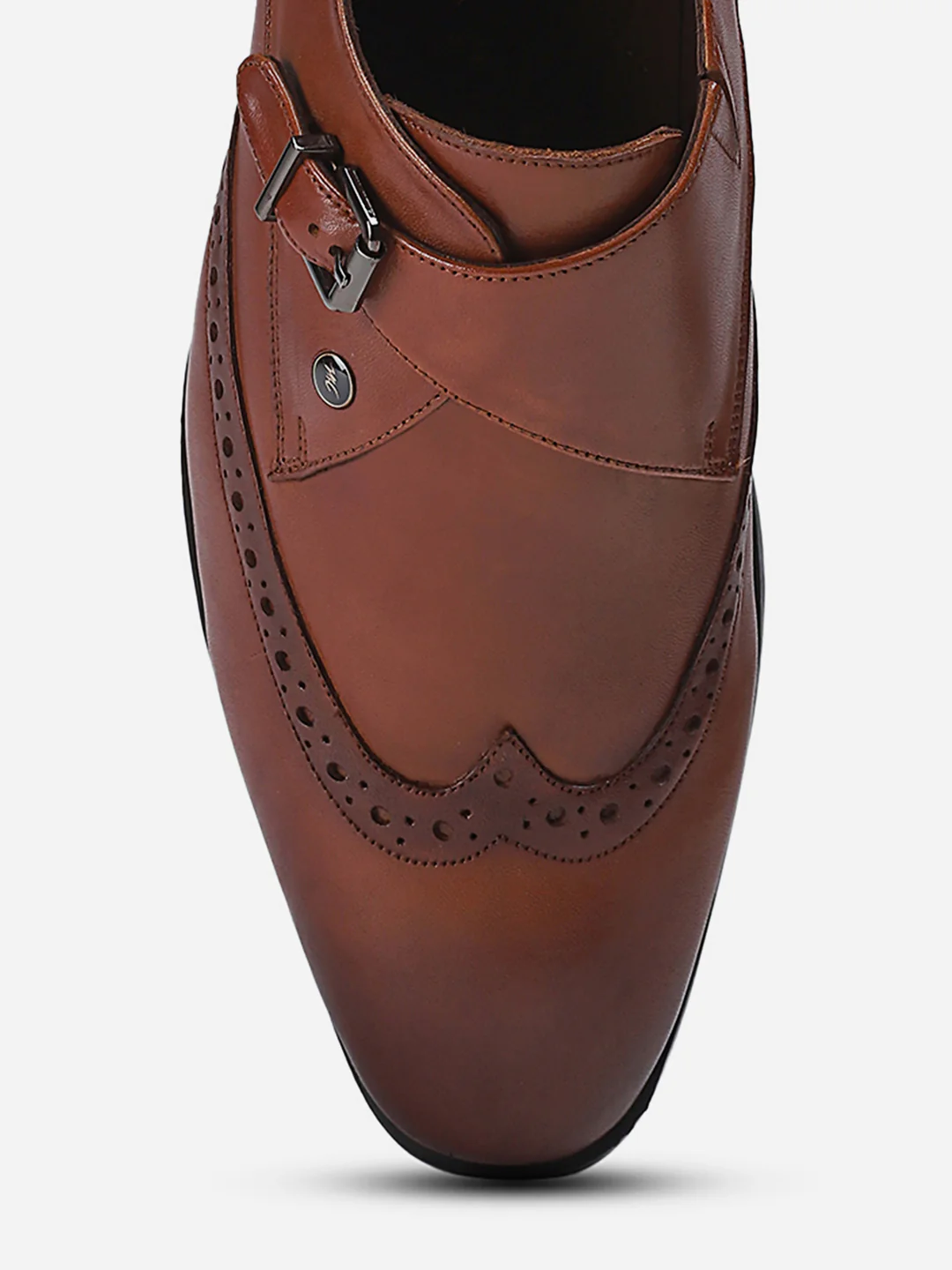 Men Tan Buckle Genuine Leather Formal Monks - Image 7