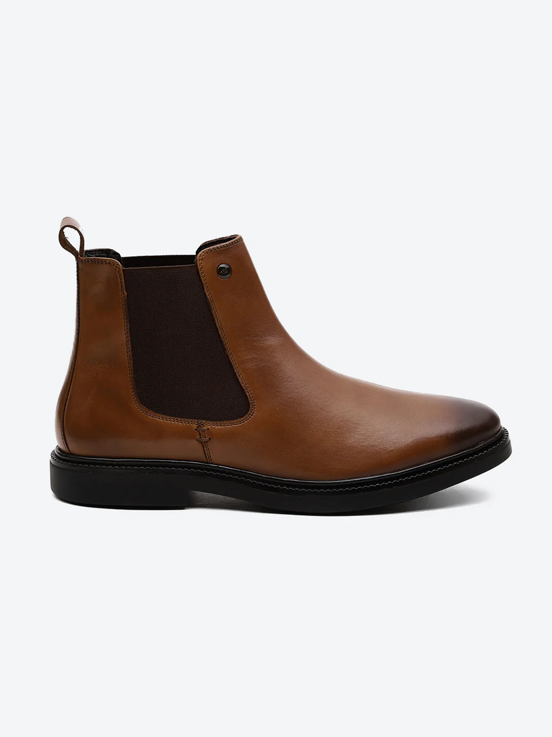 Men Tan Elastic Genuine Leather Chelsea Boots - Image 5