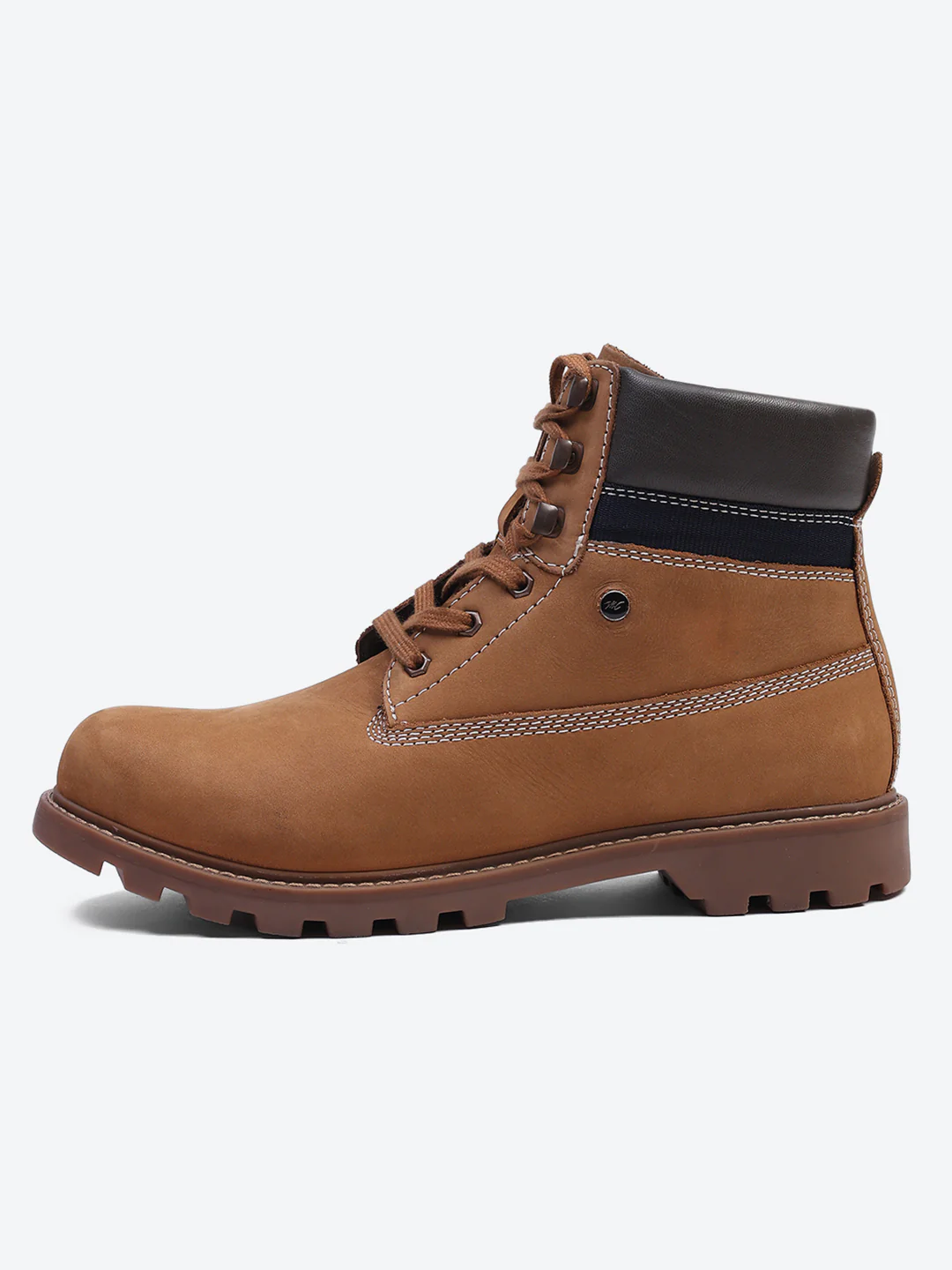 Men Tan Genuine Leather Lace Up Boots - Image 4