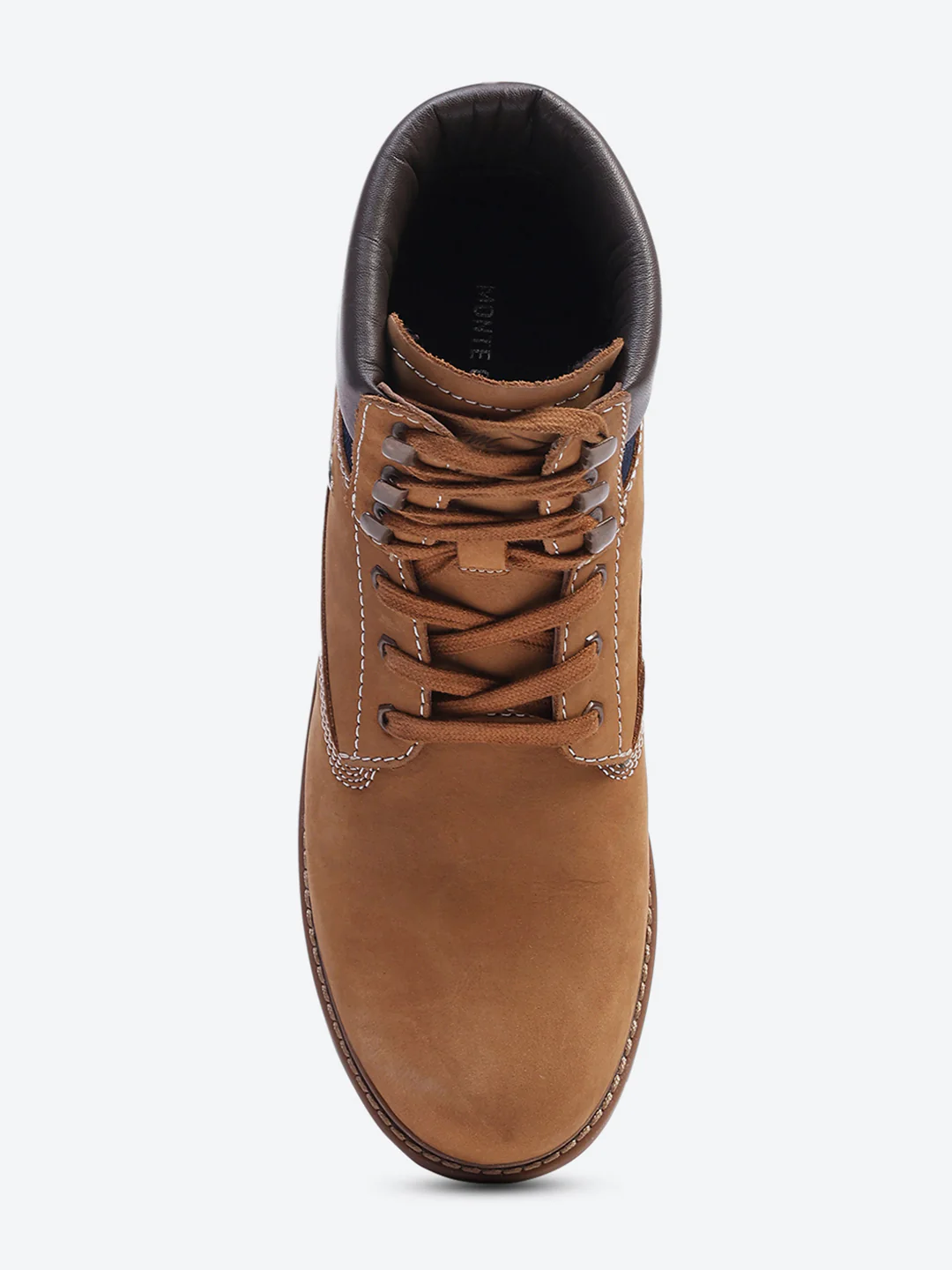 Men Tan Genuine Leather Lace Up Boots - Image 6