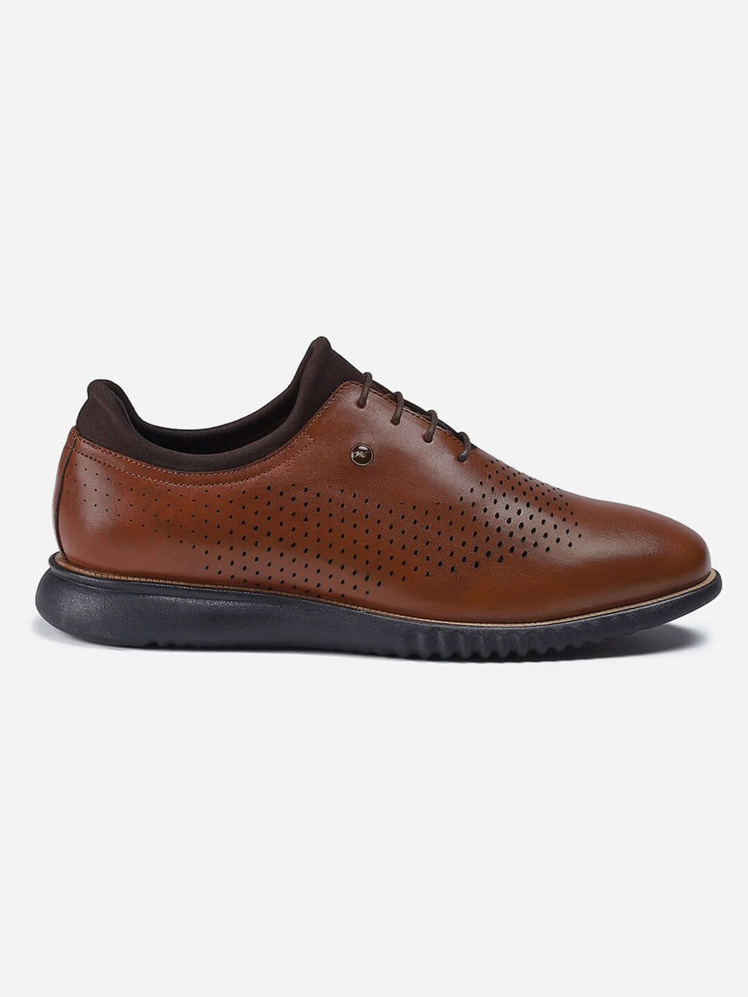 Men Tan Lace Up Genuine Leather Casual Shoes - Image 4
