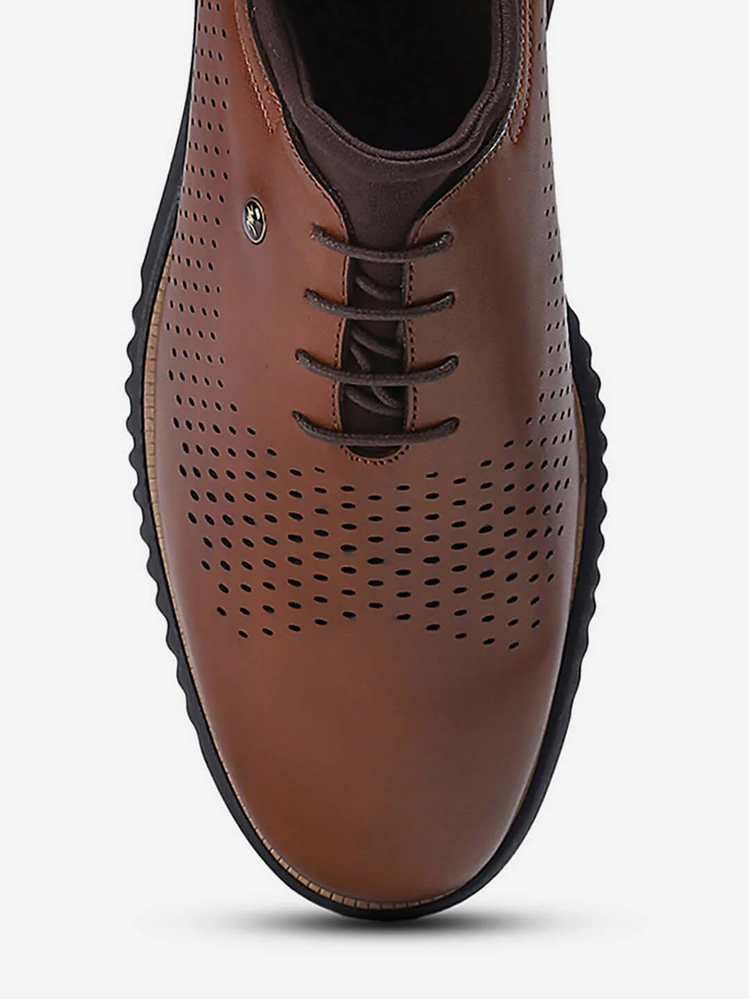 Men Tan Lace Up Genuine Leather Casual Shoes - Image 7