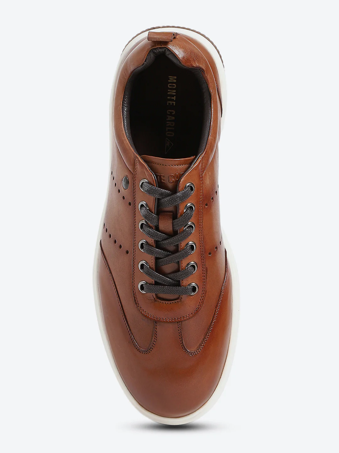 Men Tan Lace Up Genuine Leather Casual Shoes - Image 6