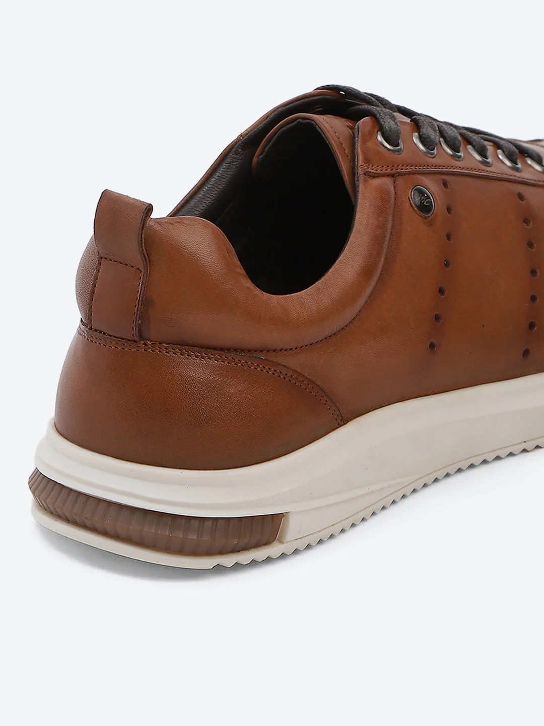 Men Tan Lace Up Genuine Leather Casual Shoes - Image 9
