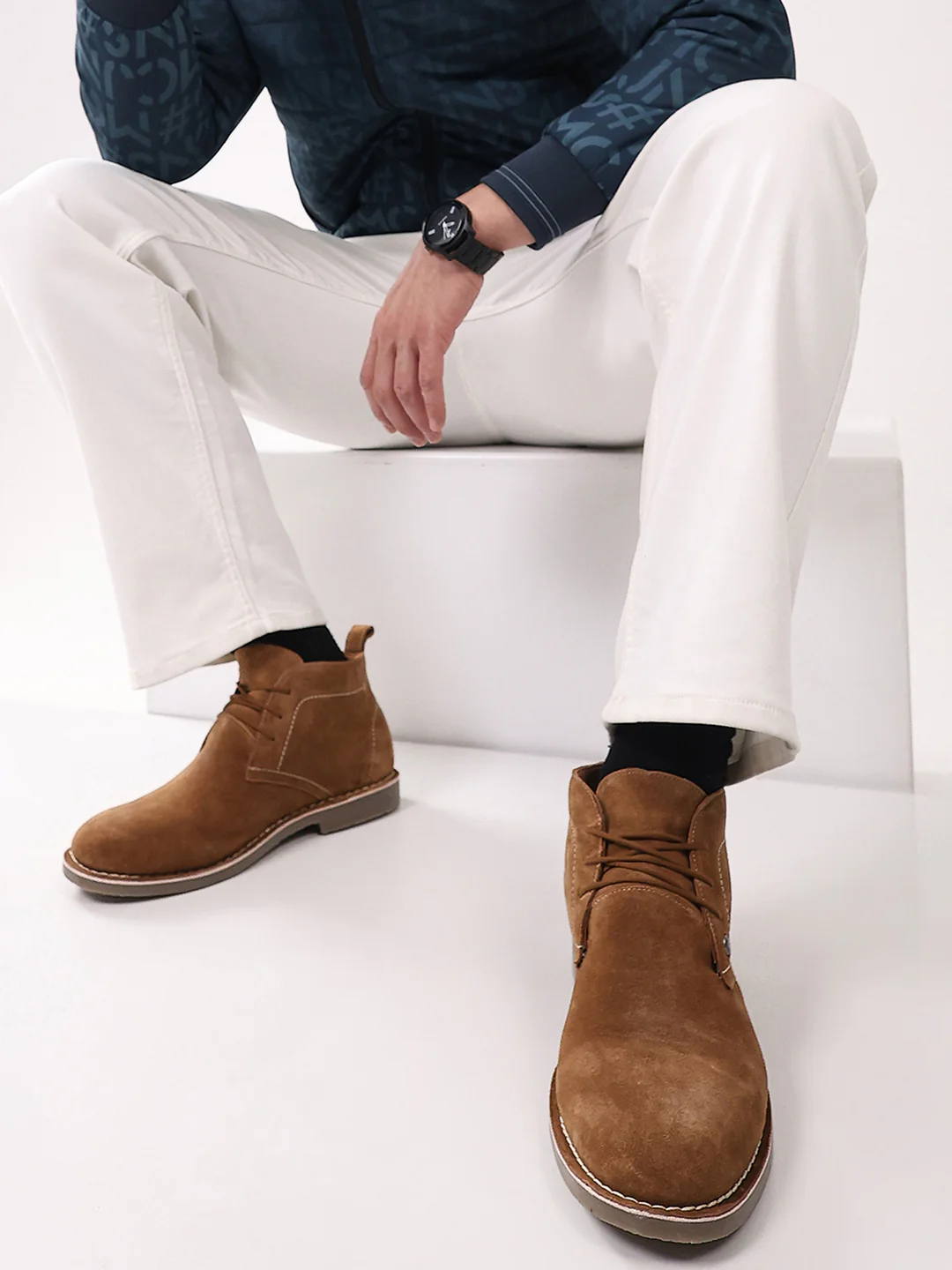 Men Tan Lace Up Genuine Leather Chukka Boots - Image 11