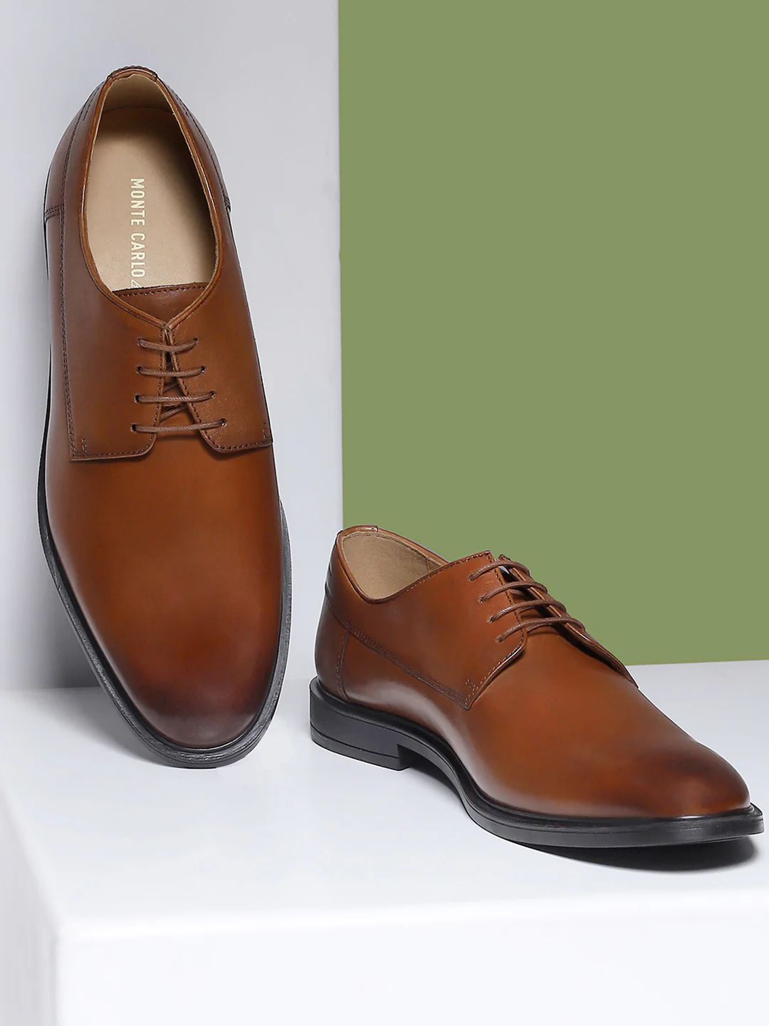 Men Tan Lace Up Genuine Leather Formal Derby - Image 10