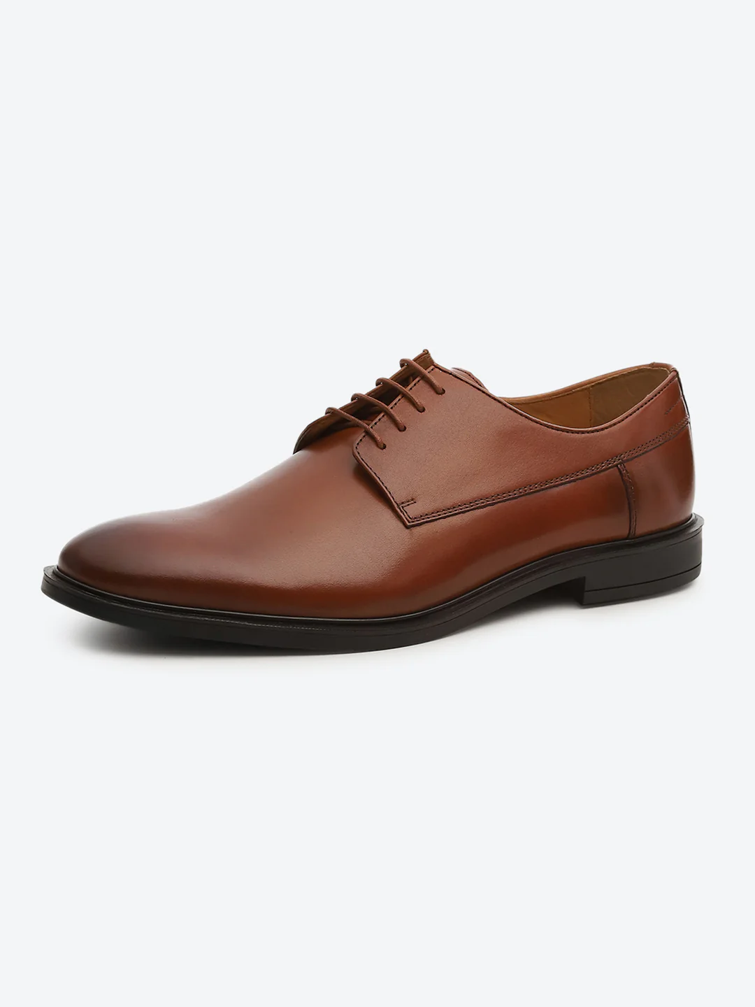 Men Tan Lace Up Genuine Leather Formal Derby - Image 3