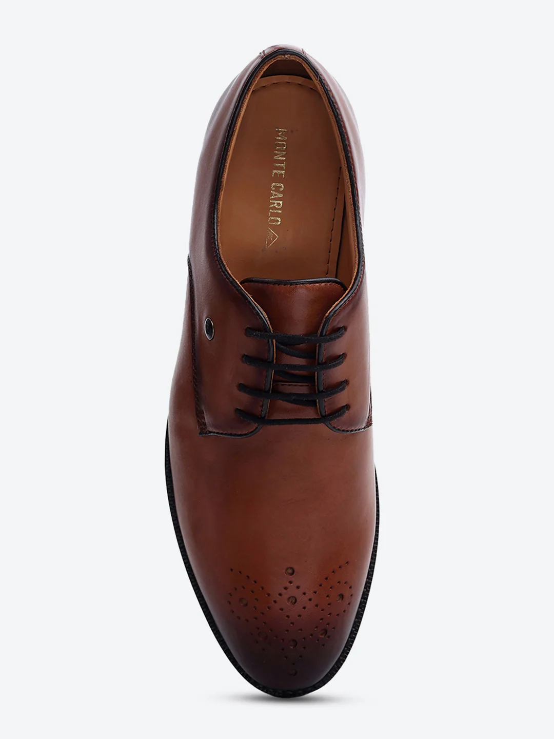 Men Tan Genuine Leather Comfortable Lace-Up Formal Derby Shoes - Image 6