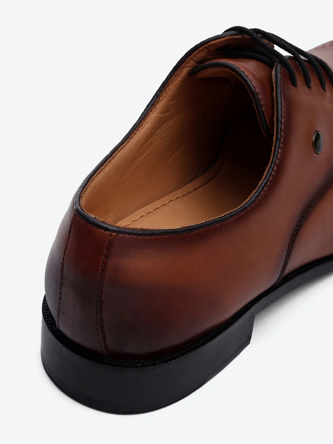 Men Tan Genuine Leather Comfortable Lace-Up Formal Derby Shoes - Image 9