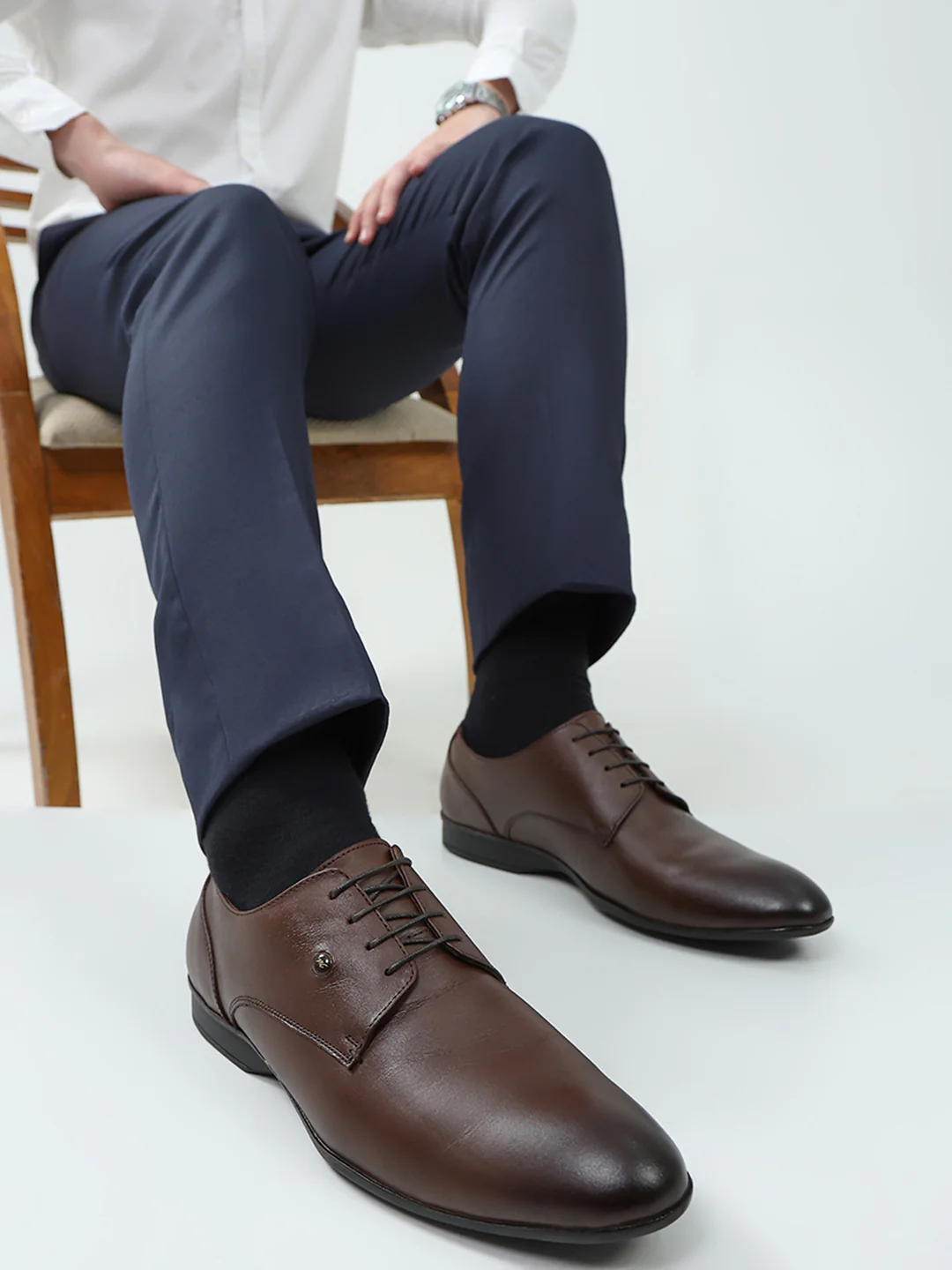 Men Tan Lace Up Genuine Leather Formal Derbys - Image 10