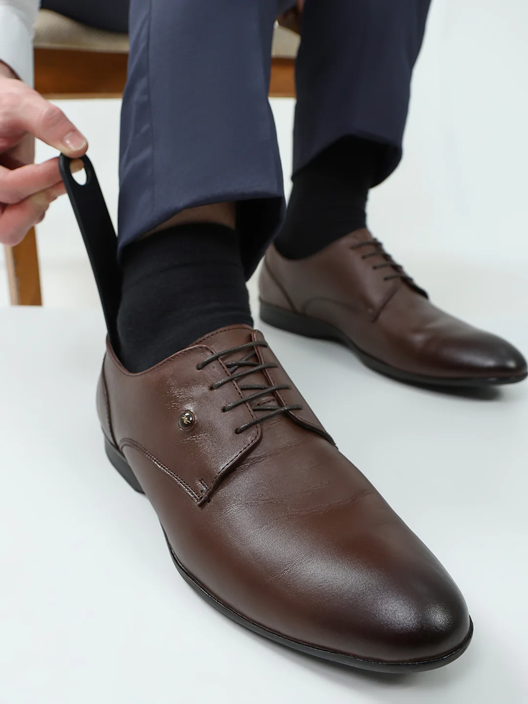 Men Tan Lace Up Genuine Leather Formal Derbys - Image 11