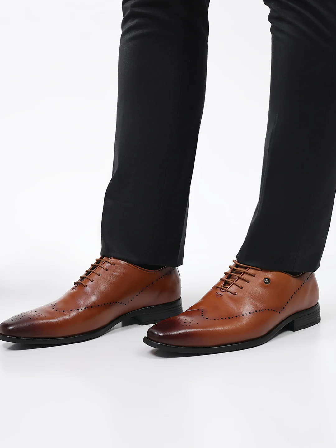 Men Tan Lace Up Genuine Leather Formal Oxfords - Image 11