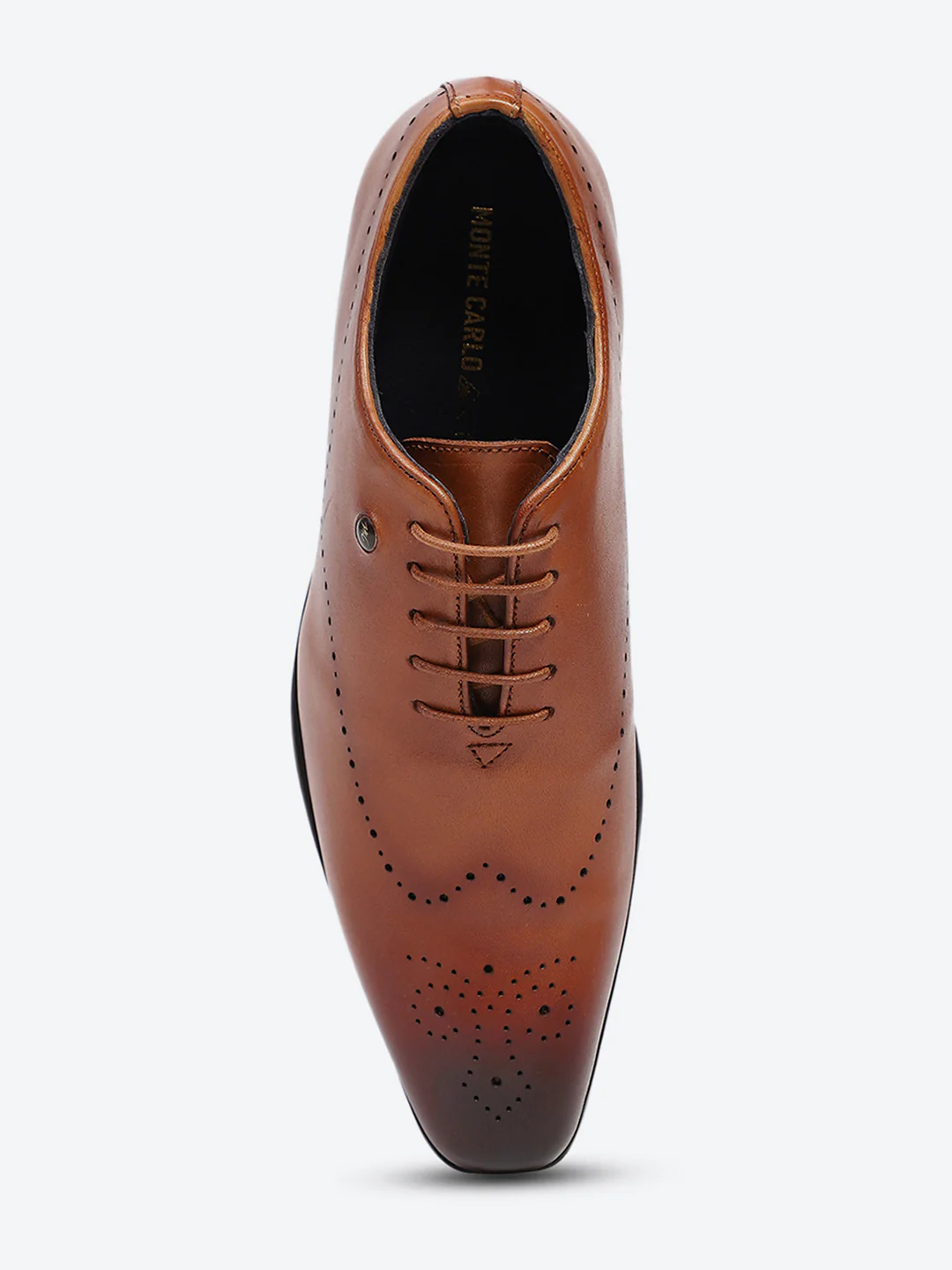 Men Tan Lace Up Genuine Leather Formal Oxfords - Image 6