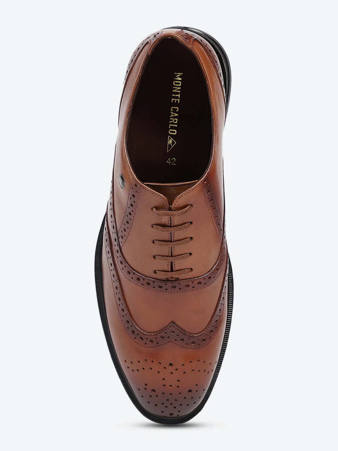 Men Tan Lace Up Genuine Leather Formal Oxfords - Image 6