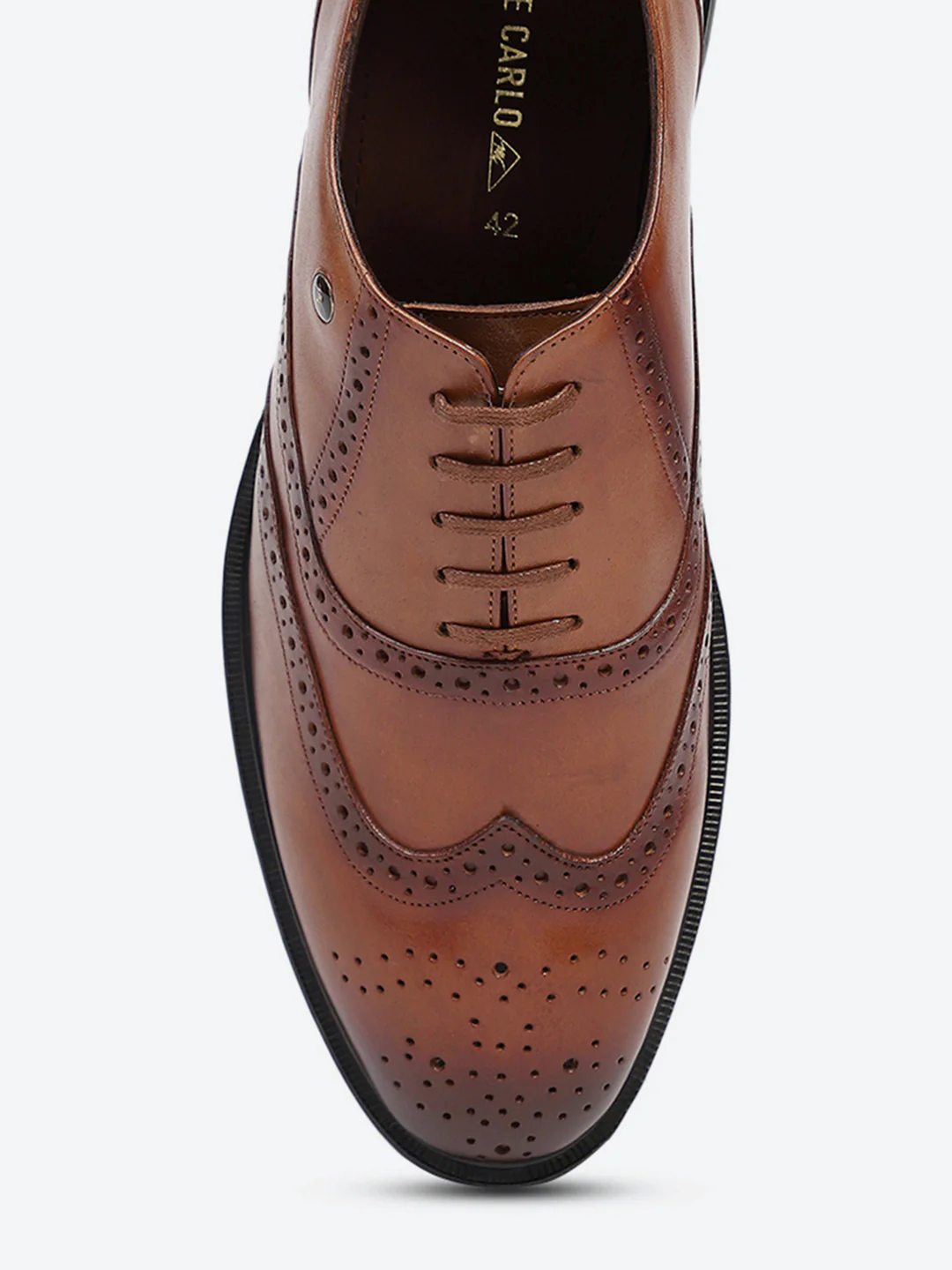 Men Tan Lace Up Genuine Leather Formal Oxfords - Image 7