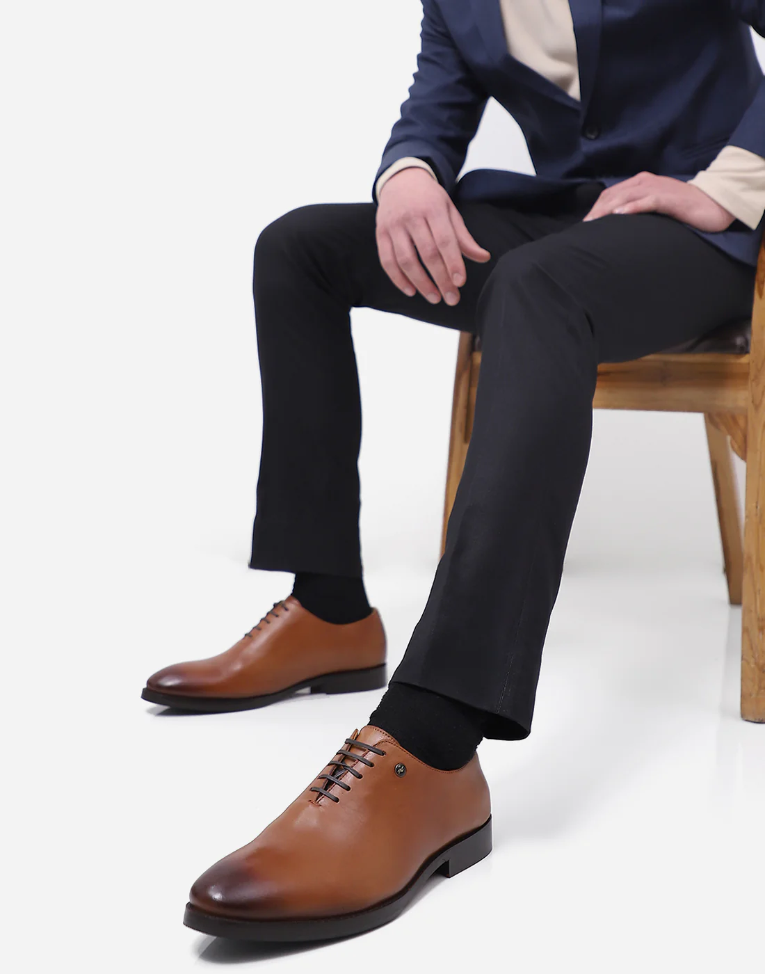 Men Tan Lace Up Genuine Leather Formal Oxfords - Image 10