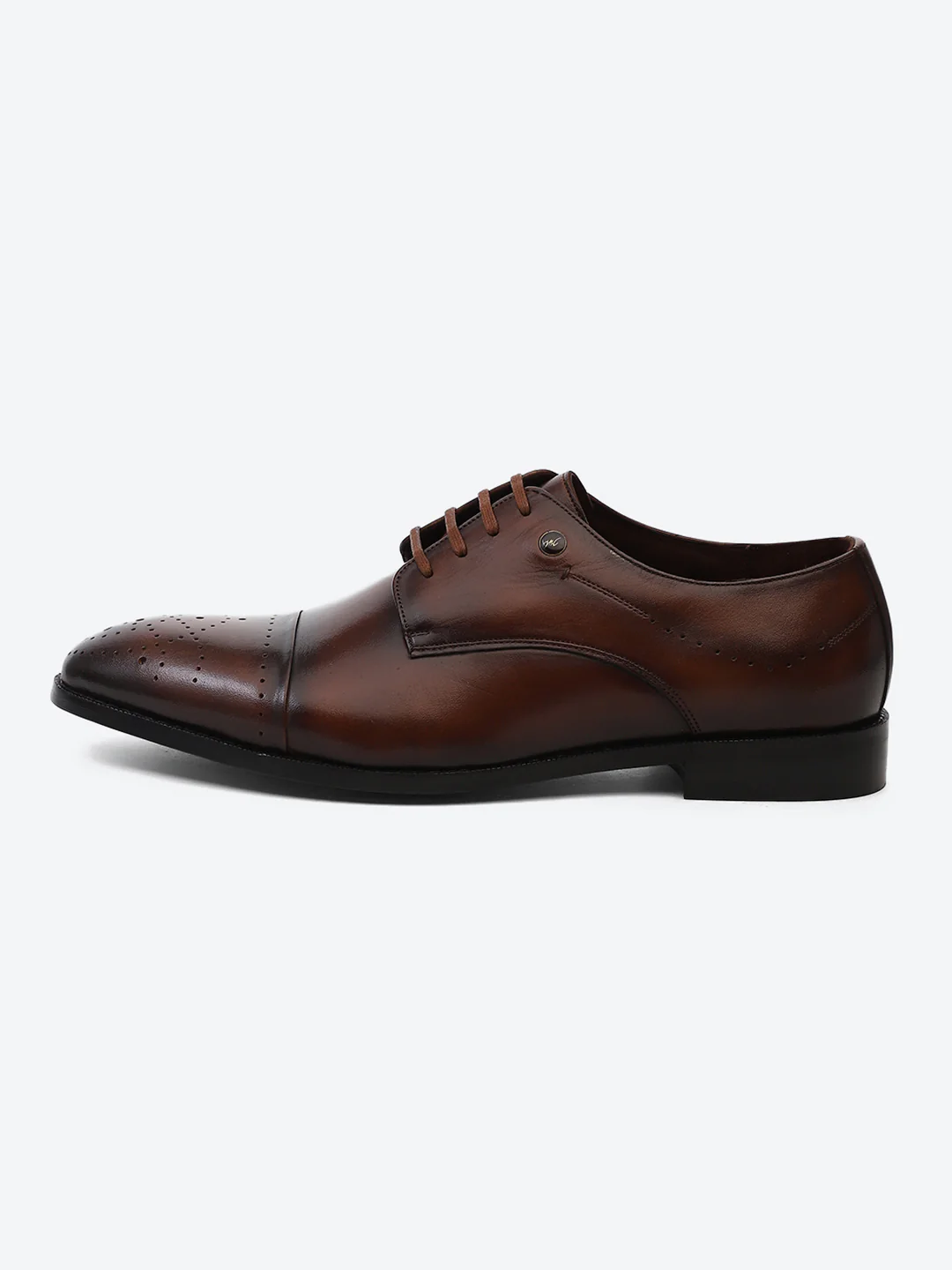 Men Tan Lace Up Genuine Leather Formal Shoes - Image 4