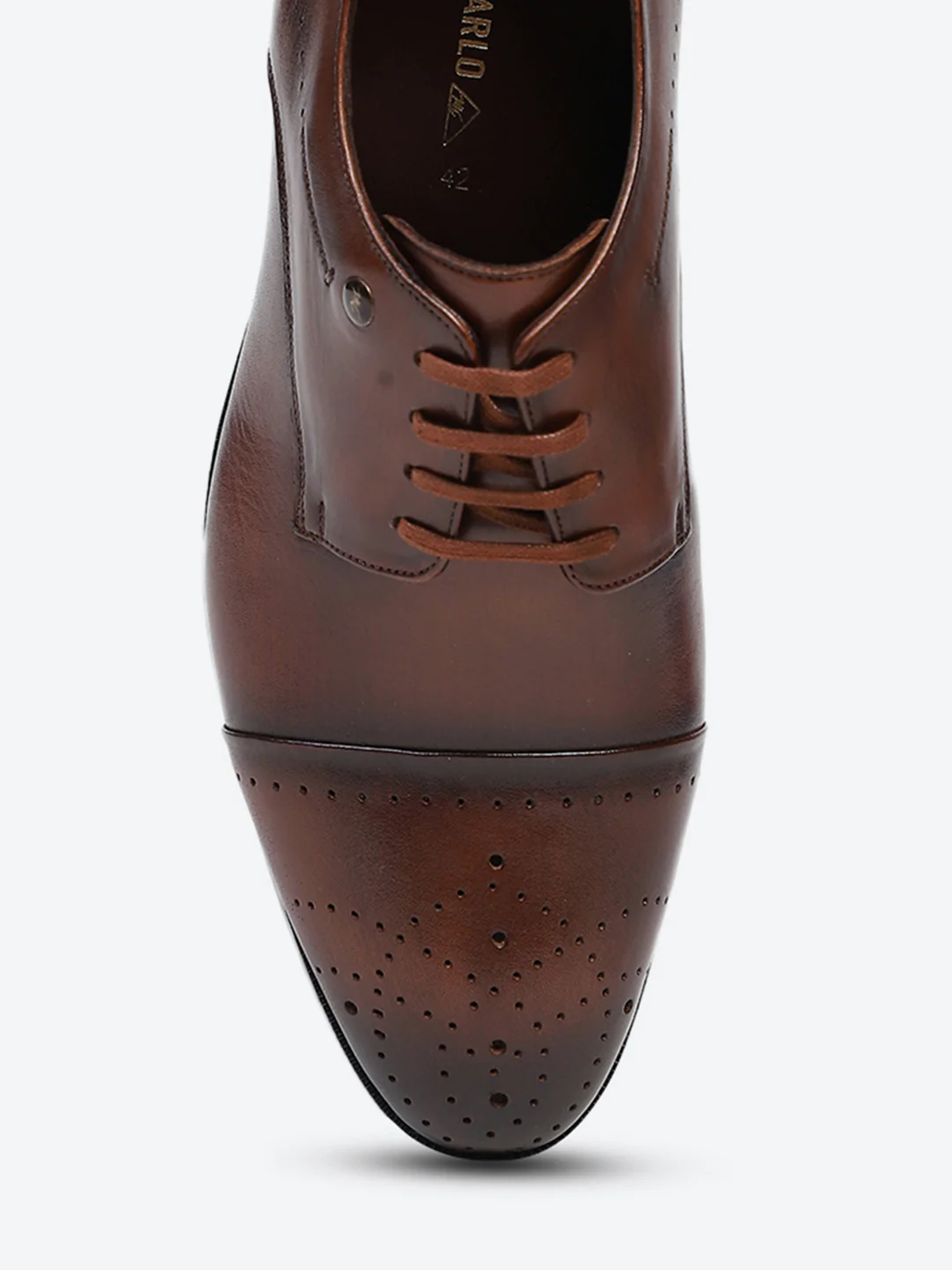 Men Tan Lace Up Genuine Leather Formal Shoes - Image 7