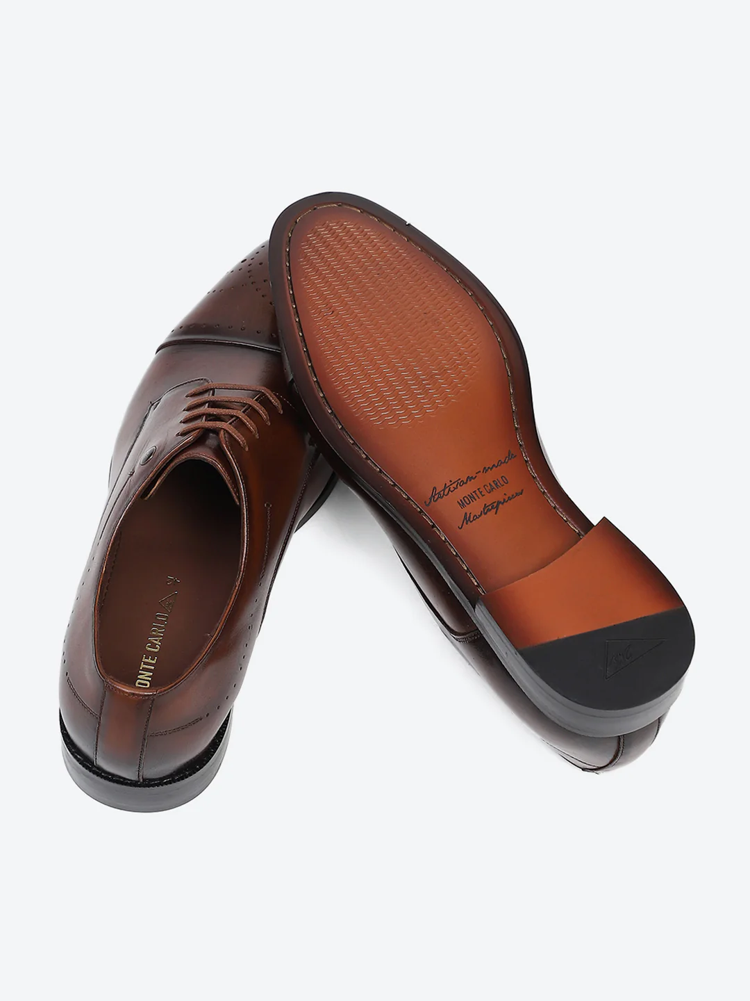 Men Tan Lace Up Genuine Leather Formal Shoes - Image 8