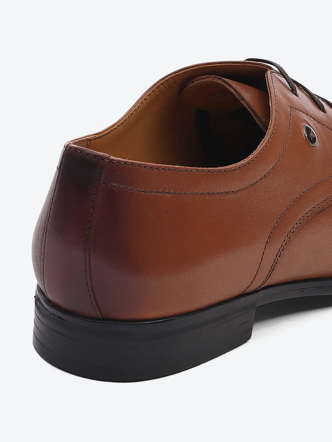 Men Tan Lace Up Genuine Leather Formal Shoes - Image 9
