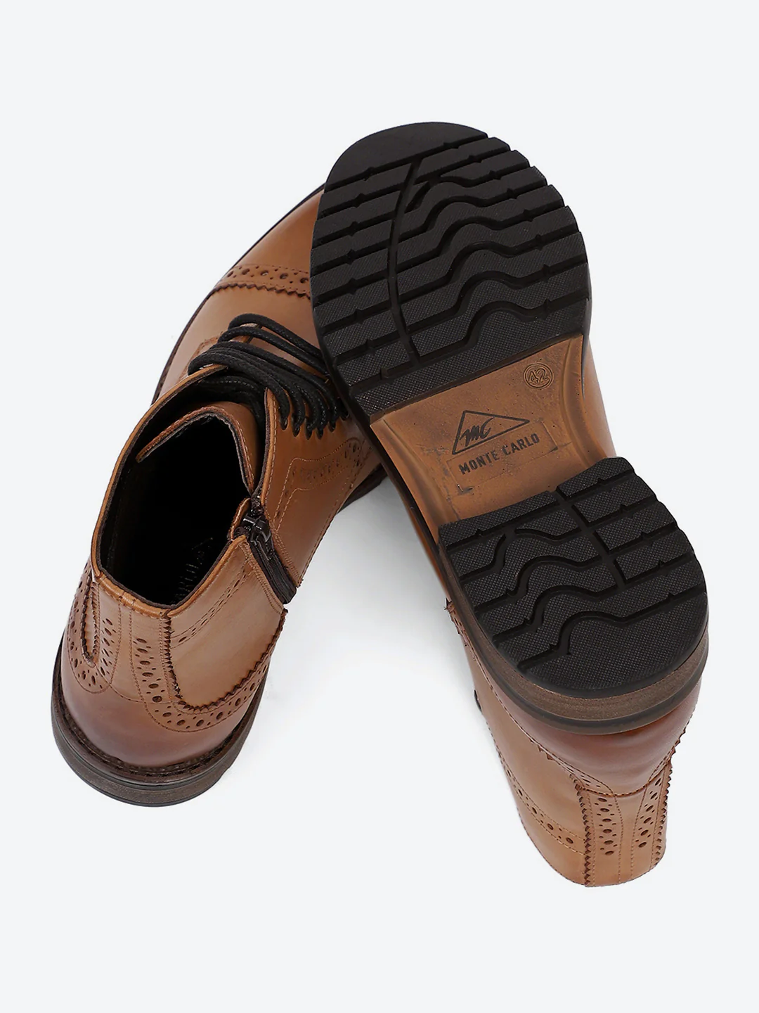Men Tan Genuine Leather Lace Up Boots - Image 8