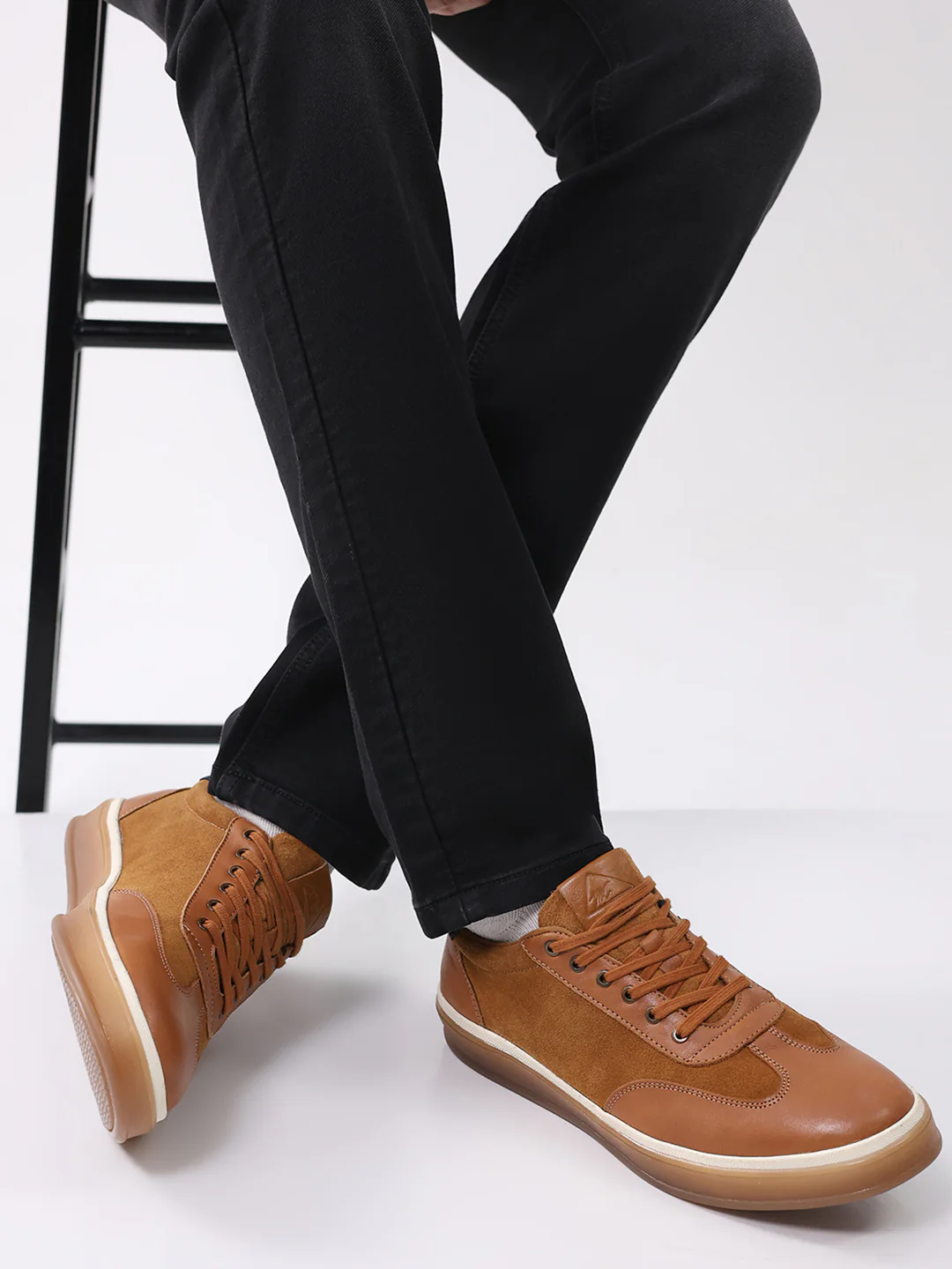 Men Tan Lace Up Genuine Leather Sneaker - Image 11