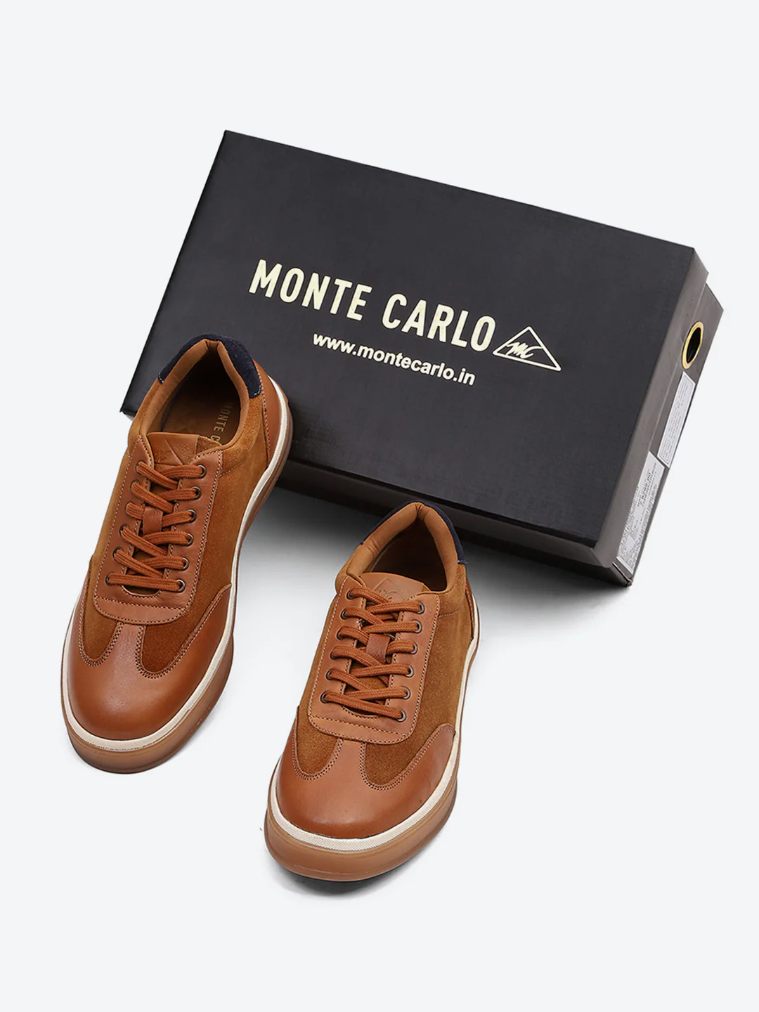 Men Tan Lace Up Genuine Leather Sneaker - Image 2