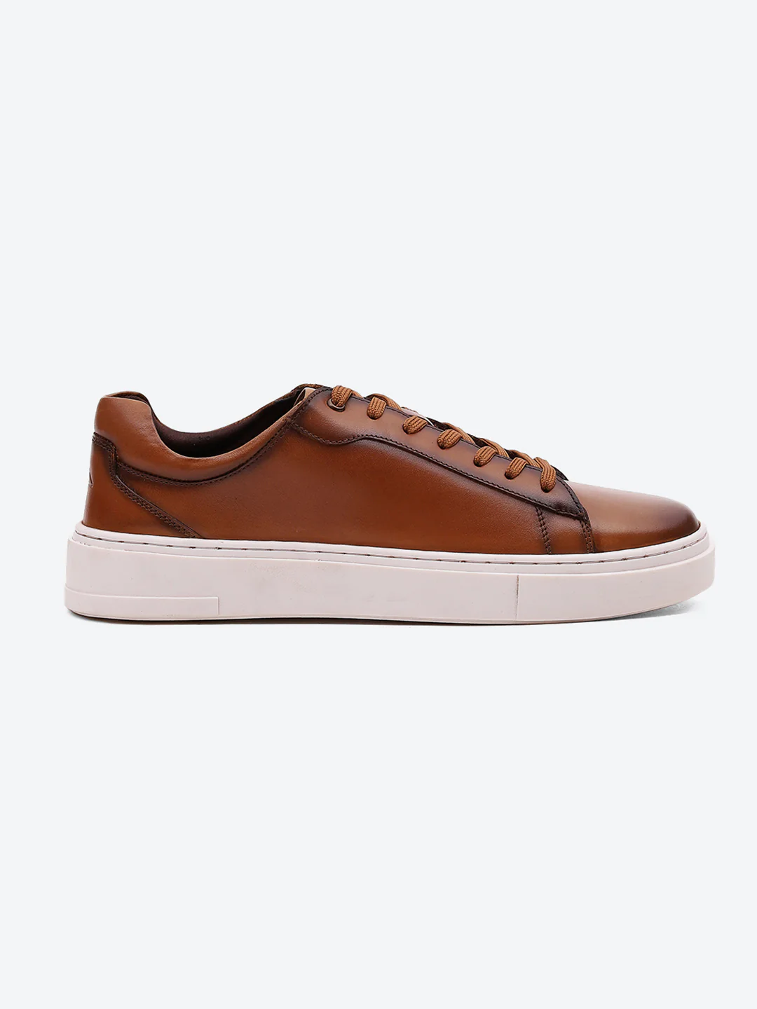 Men Tan Lace Up Genuine Leather Sneaker - Image 6