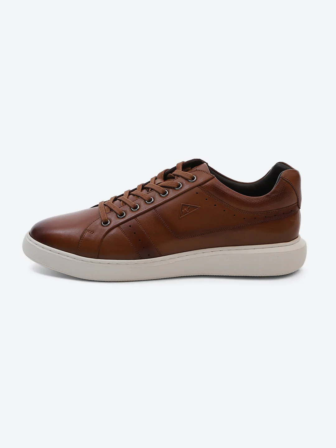 Men Tan Lace Up Genuine Leather Sneaker - Image 4