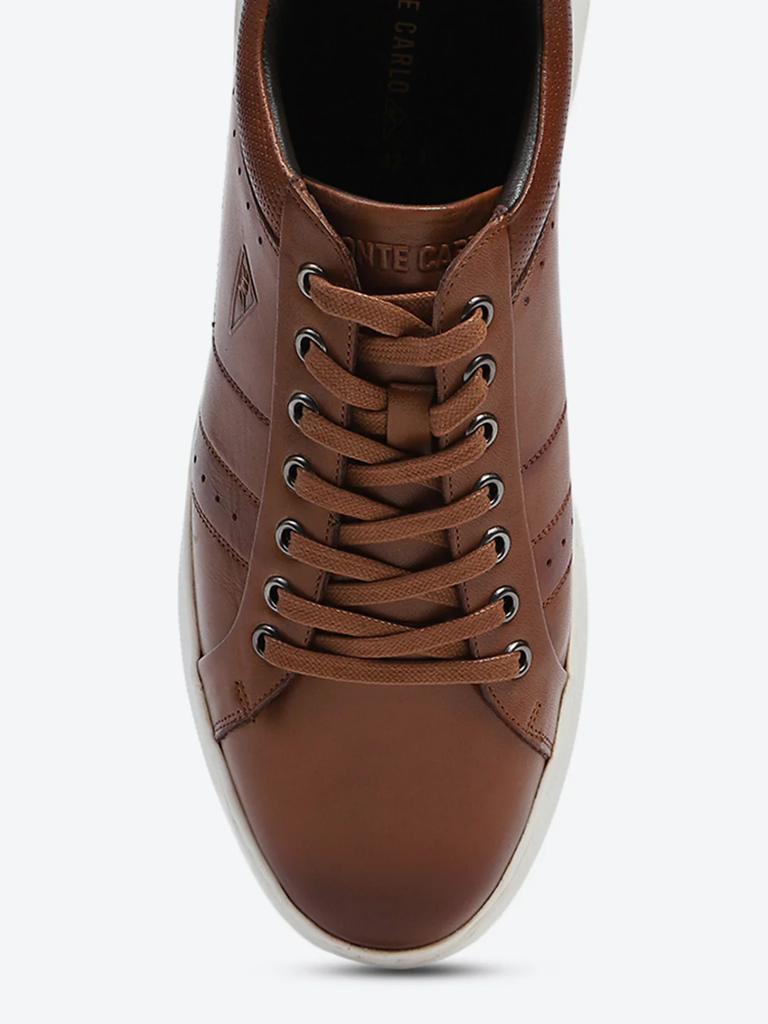 Men Tan Lace Up Genuine Leather Sneaker - Image 7