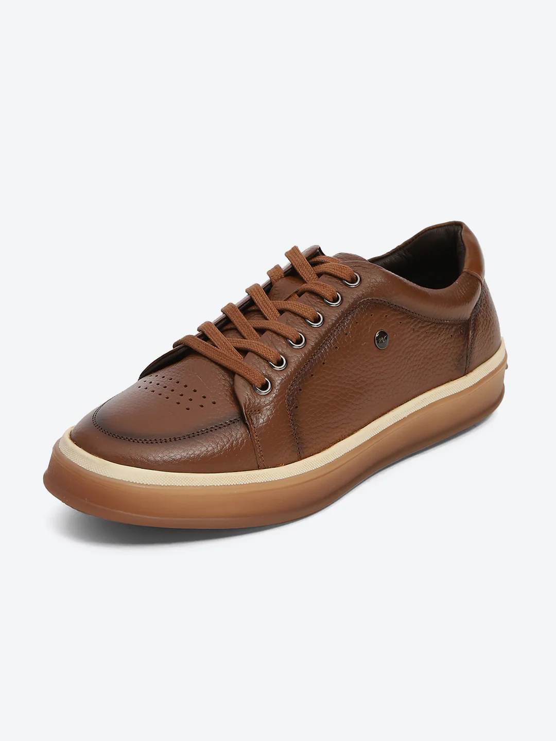 Men Tan Casual Lace Up Genuine Leather Sneaker - Image 3