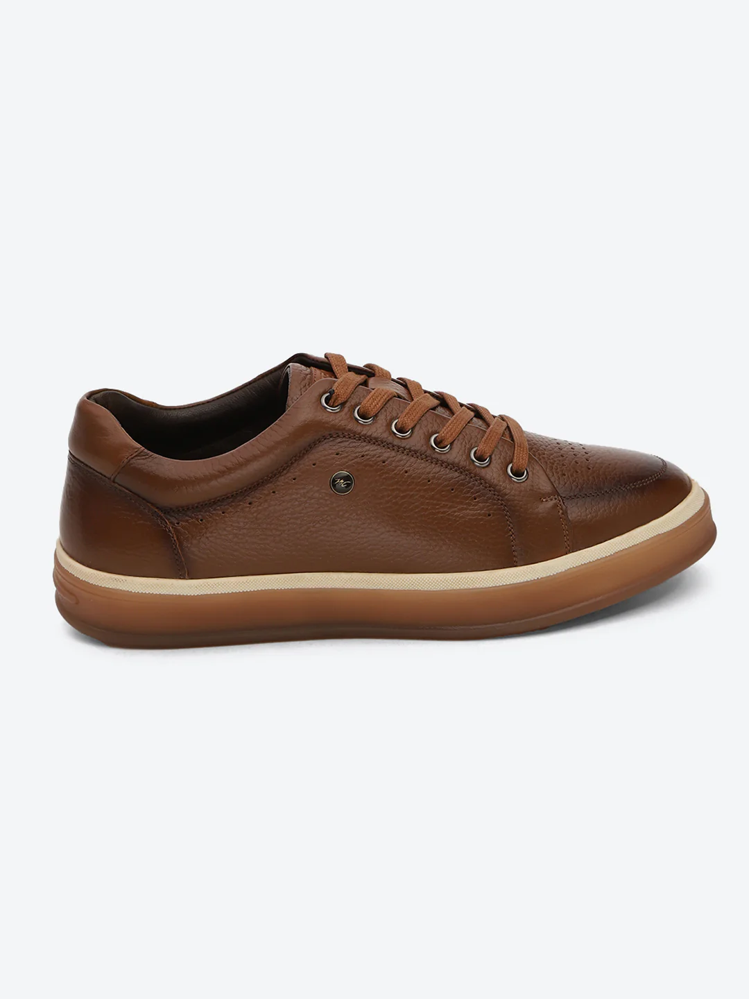 Men Tan Casual Lace Up Genuine Leather Sneaker - Image 5
