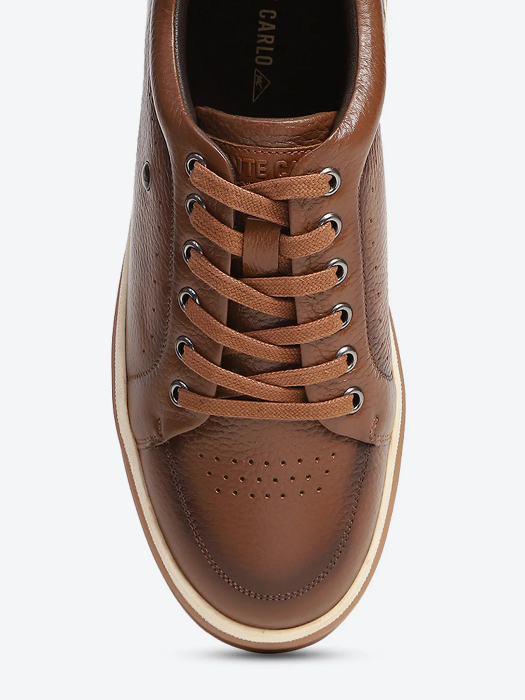 Men Tan Casual Lace Up Genuine Leather Sneaker - Image 7