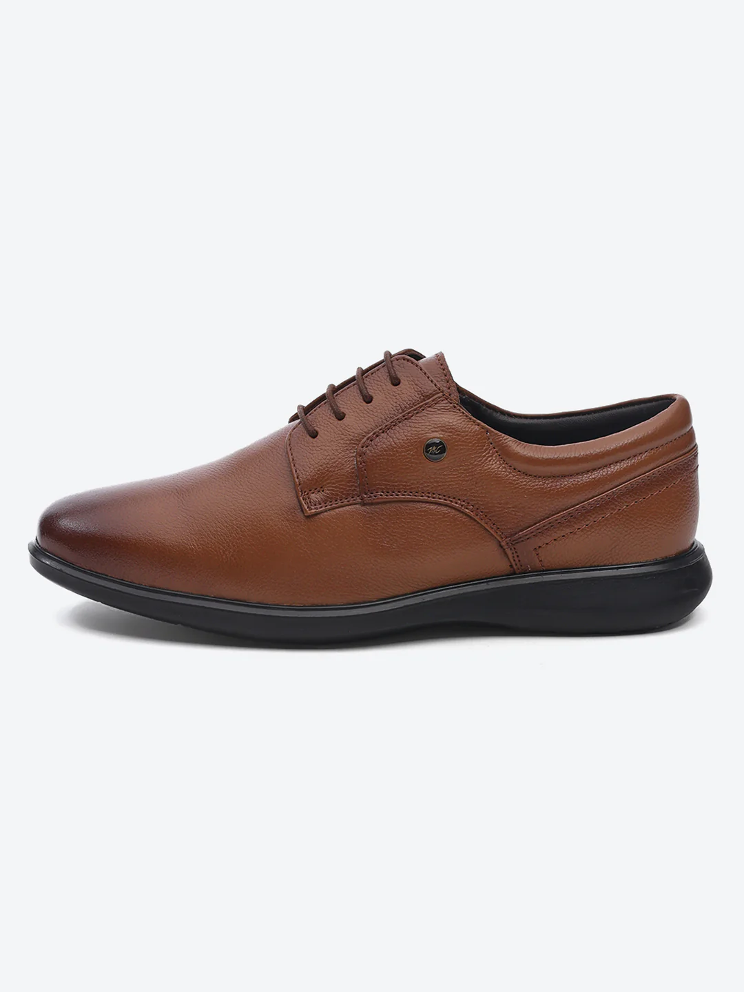 Men Tan Lace Up Leather Formal Derbys - Image 4