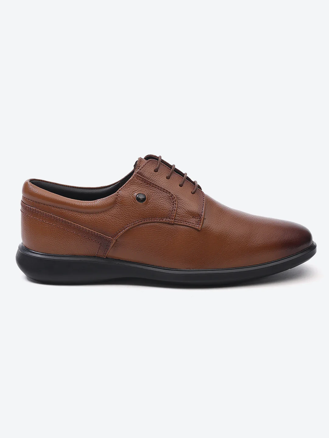 Men Tan Lace Up Leather Formal Derbys - Image 5