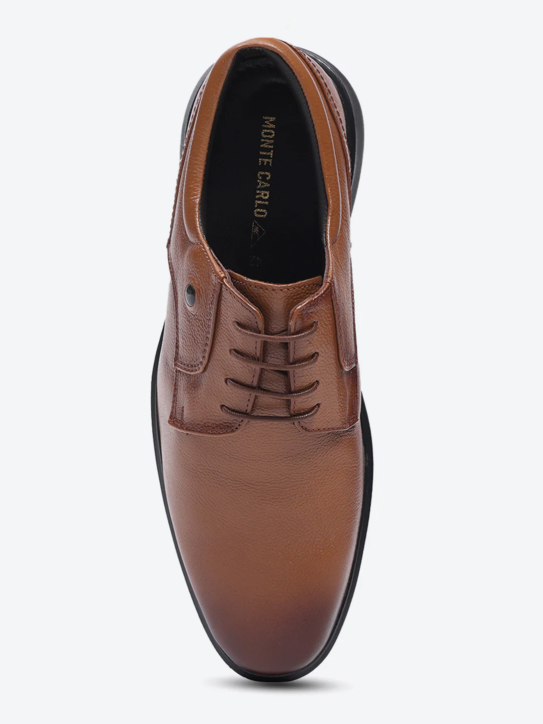 Men Tan Lace Up Leather Formal Derbys - Image 7
