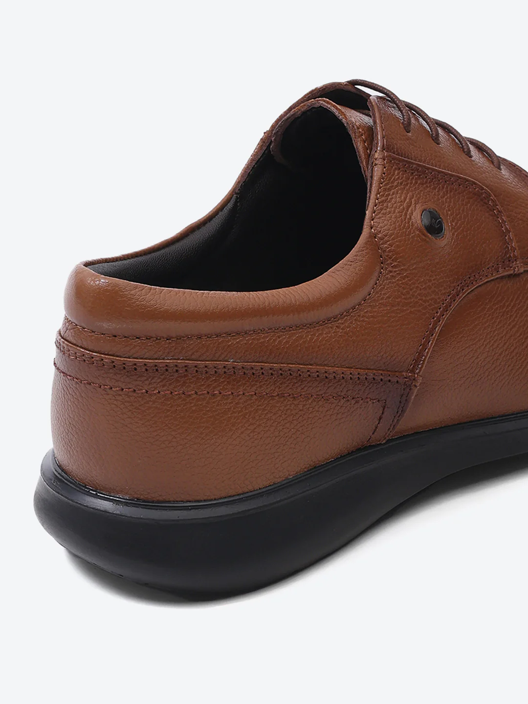 Men Tan Lace Up Leather Formal Derbys - Image 9