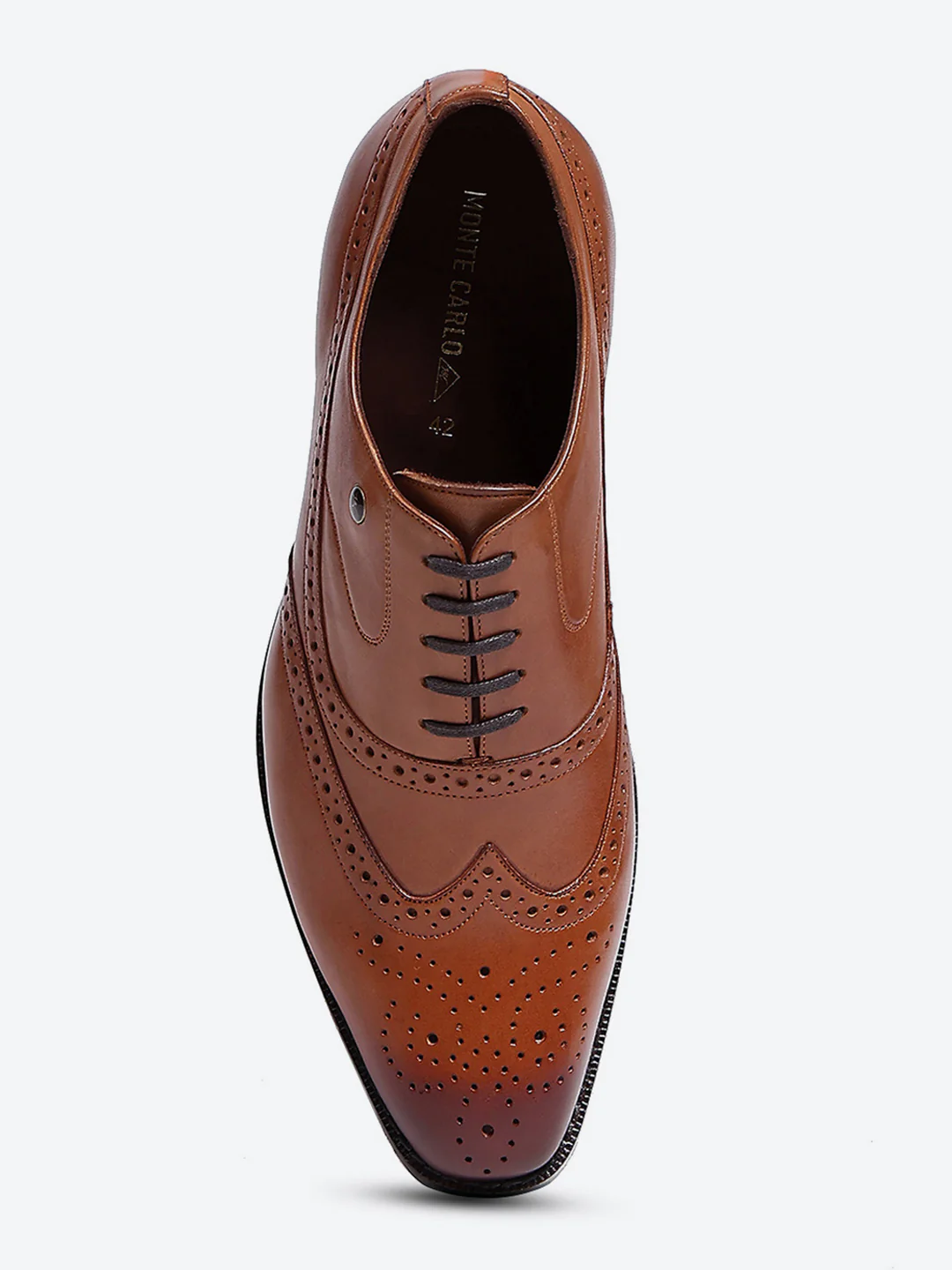 Men Tan Lace Up Leather Formal Brogues - Image 7
