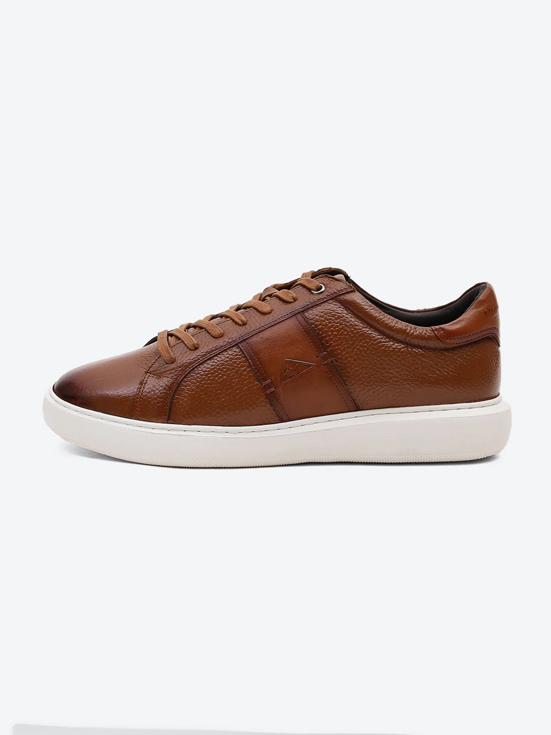 Men Tan Lace Up Leather Sneakers - Stylish & Comfortable - Image 4