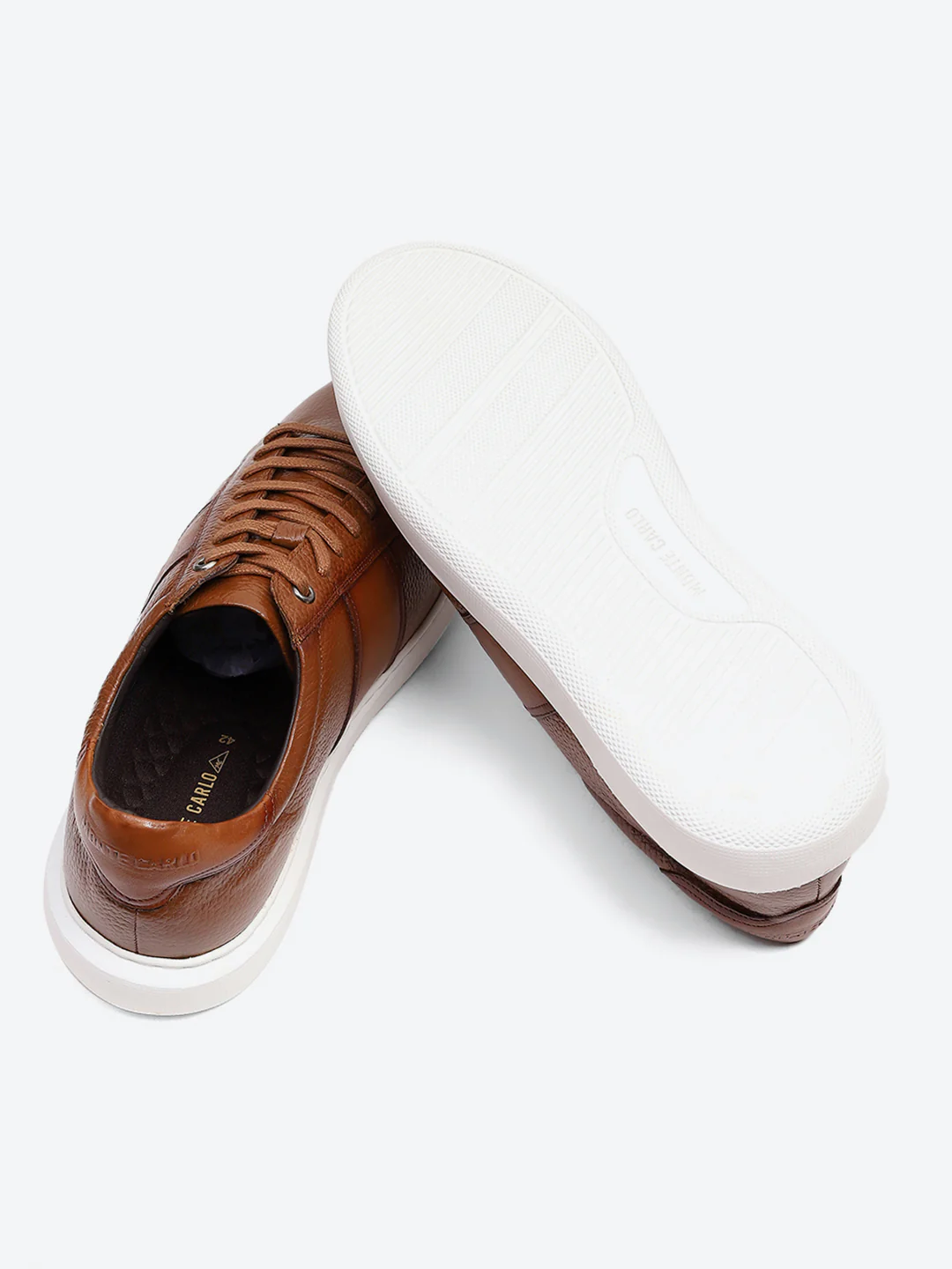 Men Tan Lace Up Leather Sneakers - Stylish & Comfortable - Image 8