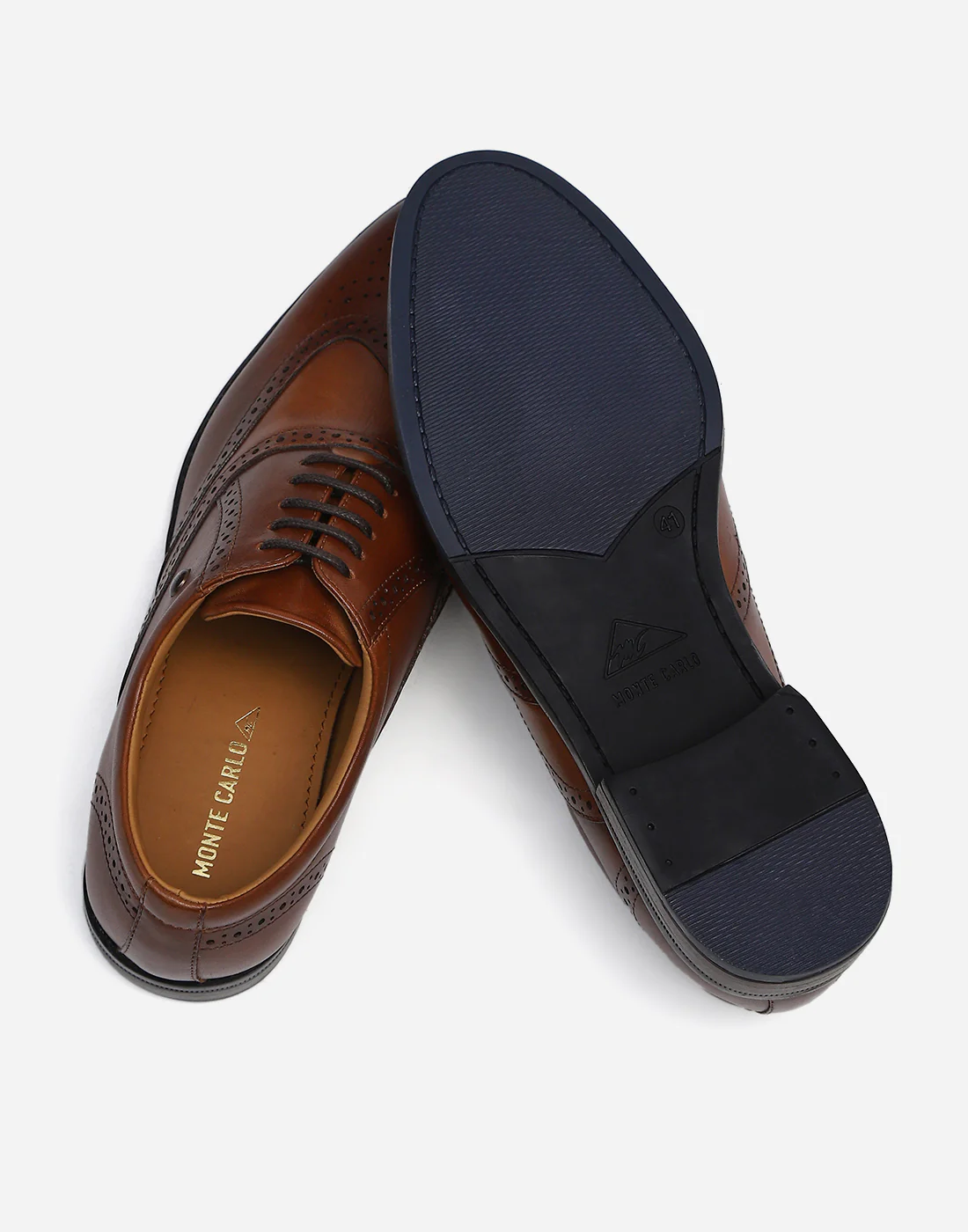 Men Tan Lace Up Genuine Leather Formal Brogues - Image 6