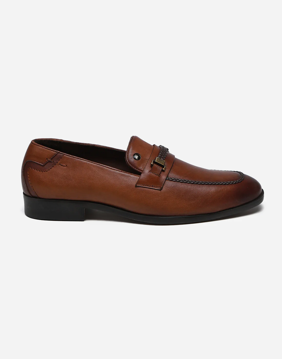 Men Tan Slip on Genuine Leather Loafers - Image 3